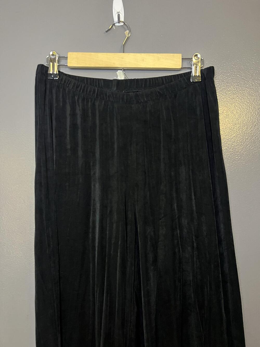 Citiknits Pants Womens Medium Black Velour Straight Leg Pull On Stretch